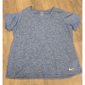 Nike Dri Fit Dry Legend Scoop Veneer‎ T-Shirt Heather Blue 902082-438 Women's 1X